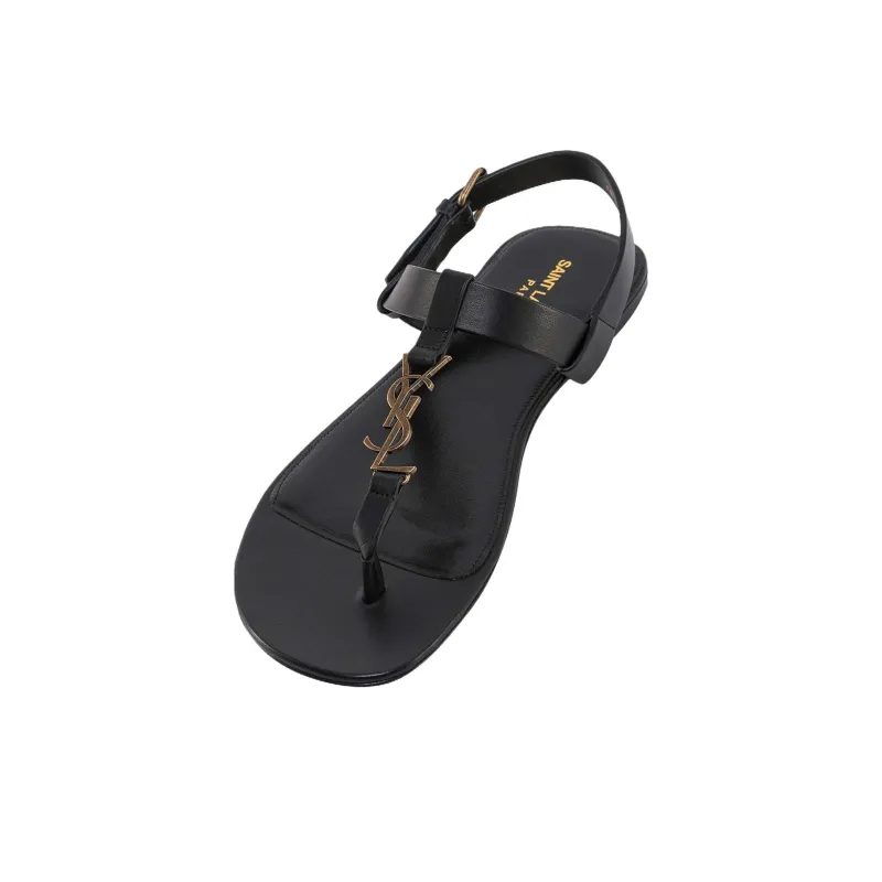 SAINT LAURENT Cassandra Logo Plaque Sandals-3