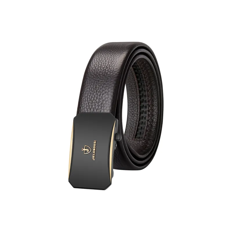 Jaylen Oos Top Grain Cow Leather Leather Belts Men Silver Buckle Black/Gold Buckle Black/Gold Tone Lock Coffee 3.5cm-8