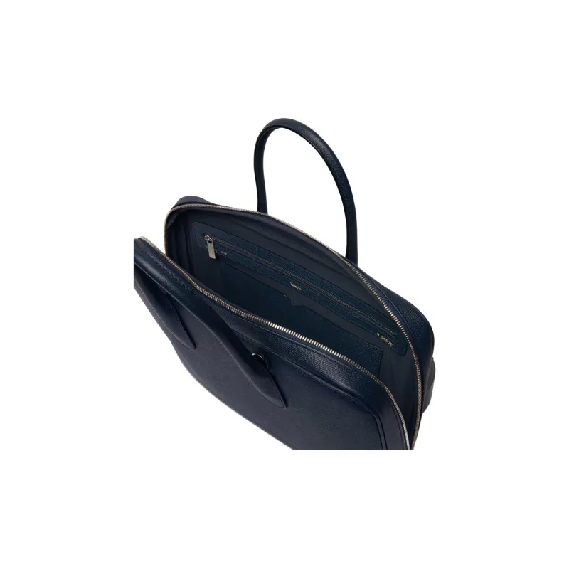 Valextra Millepunte Calfskin Laptop Bag Men Dark Blue-2