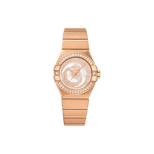 OMEGA Automatic Mechanical Movement Women's Watch Watch 27mm White Dial K-Gold Watch Case Karat Gold Strap