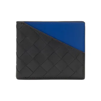 Bottega Veneta Leather Wallet Men Blue & Black