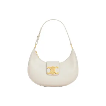 CELINE AVA Calfskin Handbag, Shoulder Bag Medium Size Women's White