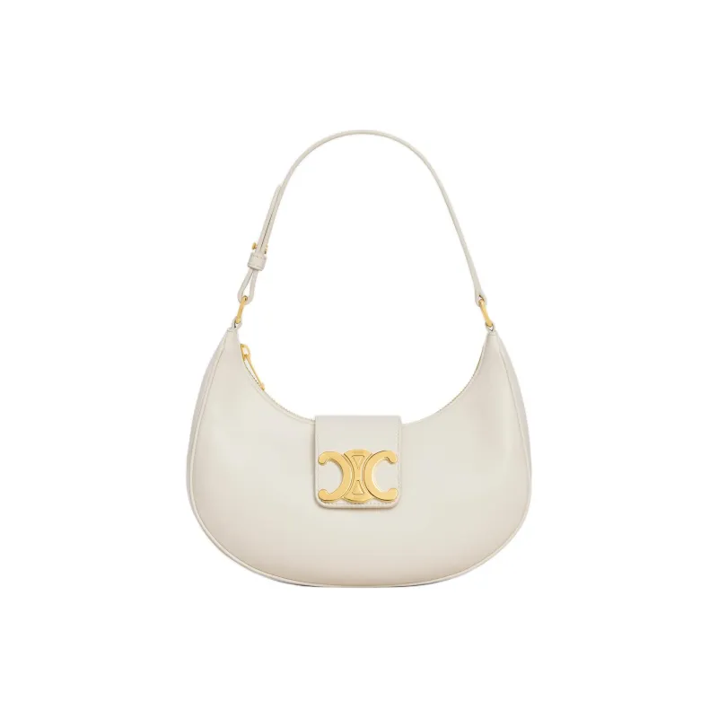 CELINE AVA Calfskin Handbag, Shoulder Bag Medium Size Women's White-0