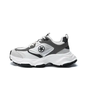 JEEP SPIRIT Breathable Height Increasing Low-Top Chunky Sneakers Men's White