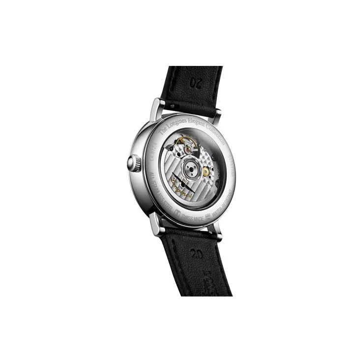 LONGINES Boya Collection Automatic Mechanical Movement Unisex Watch 39mm White Dial Stainless Steel Case Leather Strap-3