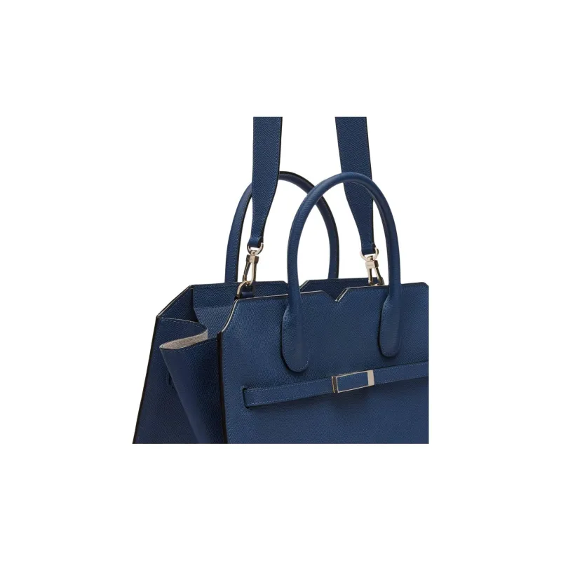 Valextra Millepunte Calfskin Shoulder Bag, Crossbody Bag, Handbag Medium Size Women's Sapphire Blue-4