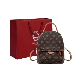 Old Man's Head PVC Backpack Small Size Women's Coffee