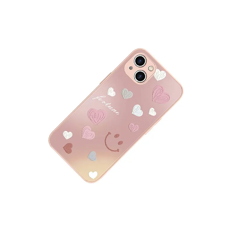 MSMF Matte Material Gradient Heart Smiley Face Phone Cases Compatible With Apple 16/15/7/8/11/12/13/14/X/SEries-3