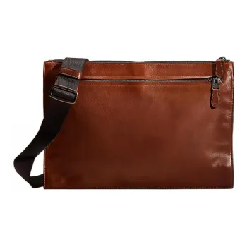COACH Manhattan Leather Messenger Bag Shoulder Bag Crossbody Bag Women's Red Wood Color