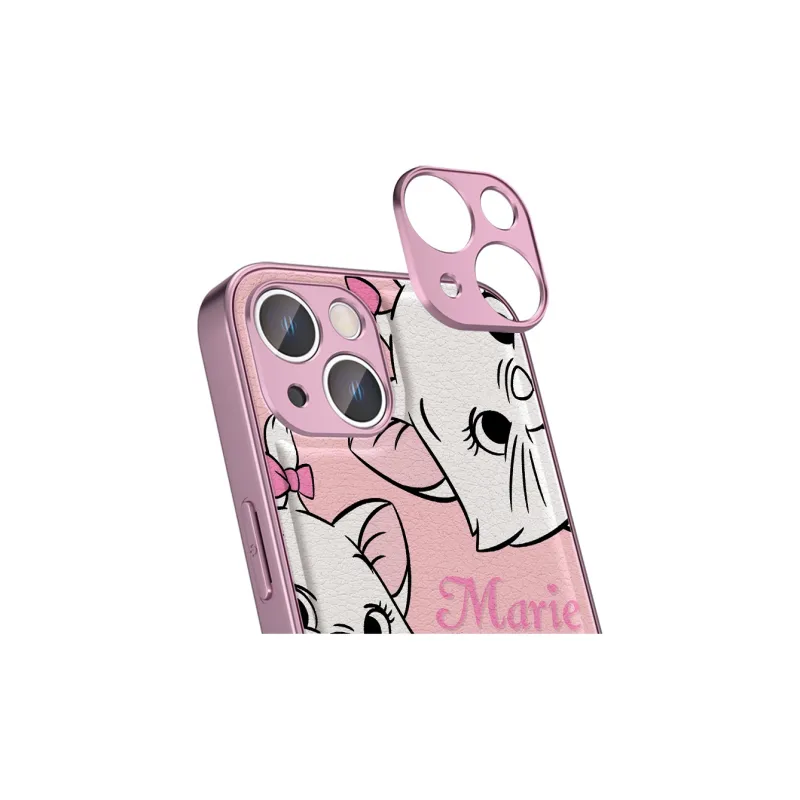 Disney Leather Material Marie Cat Pattern Phone Cases Applicable For Iphone11/12/13/14/15/Plus/Pro/ProMax-1