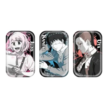 Xhdm Tokyo Ghoul, Kinzoku & Suzuya & Tsukiyama, Monochrome Collection, Double Luster Badge IP Merch