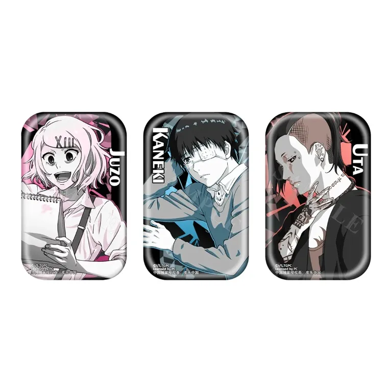 Xhdm Tokyo Ghoul, Kinzoku & Suzuya & Tsukiyama, Monochrome Collection, Double Luster Badge IP Merch-0