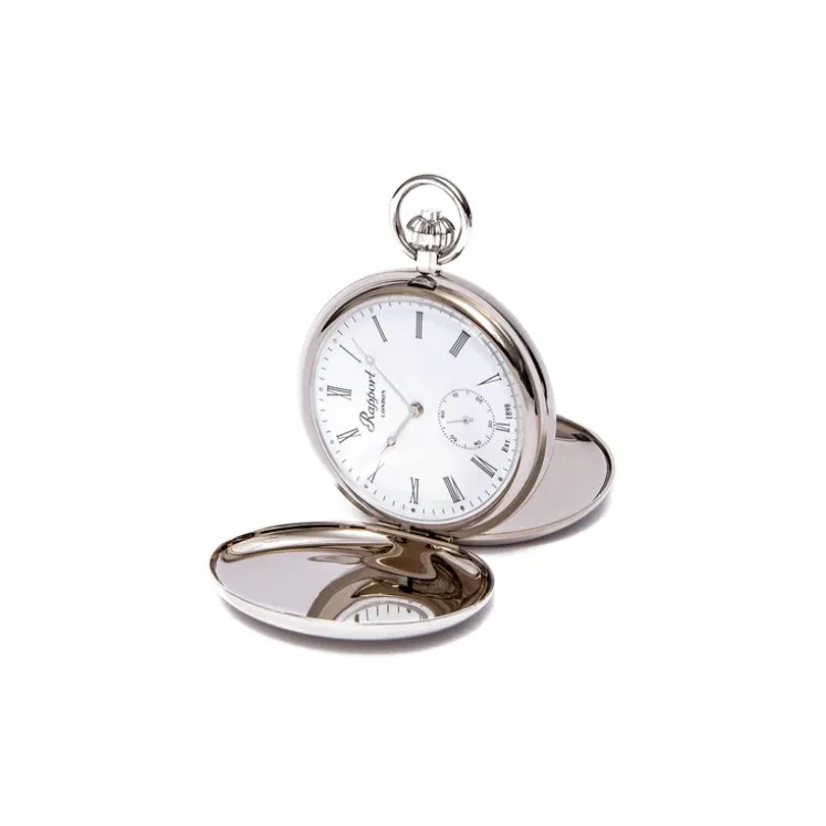 RAPPORT Mechanical Movement Manual Mechanical Movement Brass Pocket Watch 50mm Unisex Silver-3