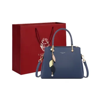 Old Man's Head Cow Leather With Synthetic Leather Shoulder Bag Crossbody Bag Handbag Women's Blue