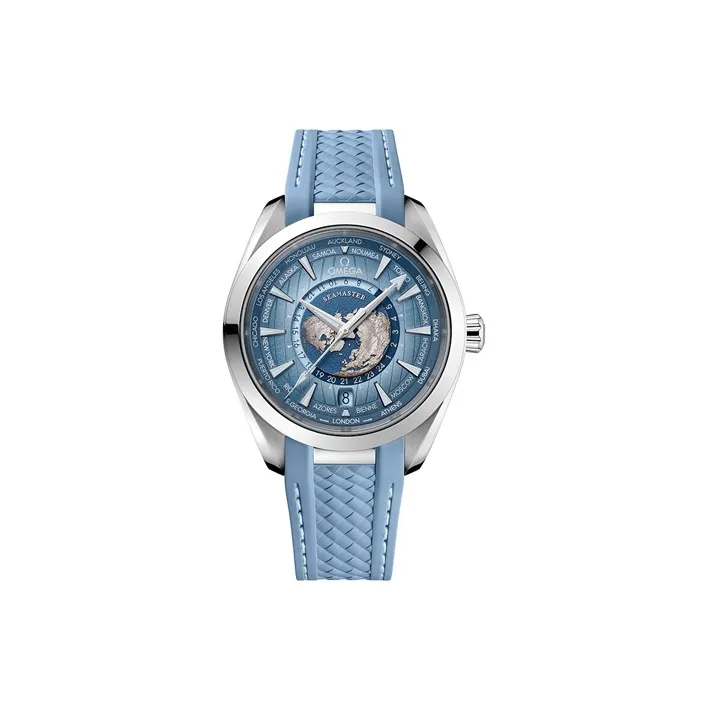 OMEGA AQUA TERRA 150 Meters Automatic Mechanical Movement Men's Watches Watch 43mm Blue Dial Steel Case Rubber Strap-0