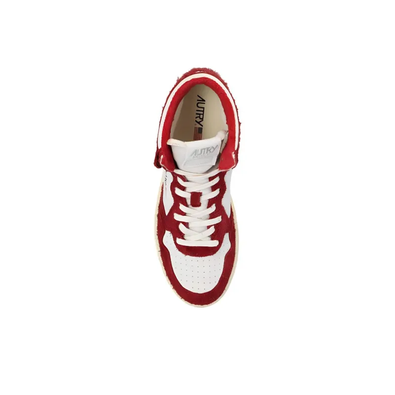 AUTRY High Top Skateboard Shoes Men White Red-2
