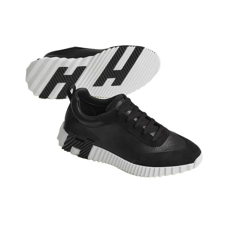 HERMES Bouncing Low Top Casual Shoes Men Black-3