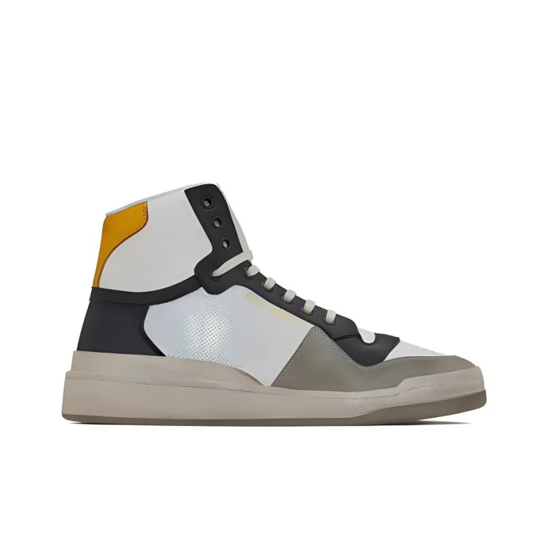 SAINT LAURENT SL 24 Mid Distressed Optic White Black Yellow-1