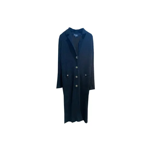 CHANEL Long-Sleeved Dresses Women's Dark Blue