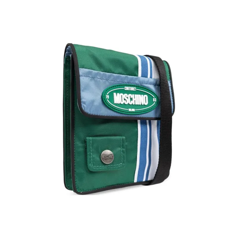 MOSCHINO Logo Patch Foldover Top Shoulder Bag-1