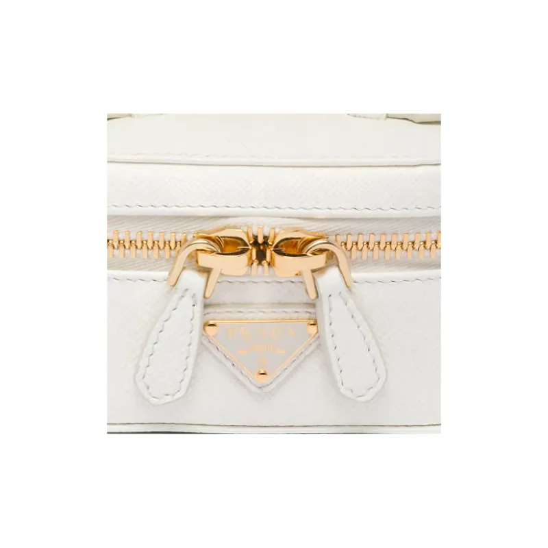 PRADA Leather Makeup Bag Women's White-4