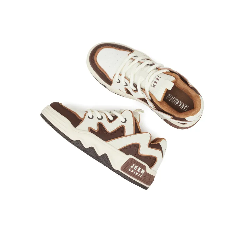 JEEP SPIRIT Anti Slip And Wear Resistant Height Increasing Low Top Skateboard Shoes Men Brown-4