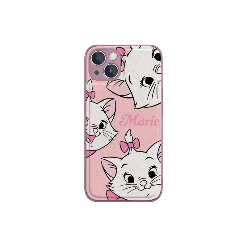 Disney Leather Material Marie Cat Pattern Phone Cases Applicable For Iphone11/12/13/14/15/Plus/Pro/ProMax-0