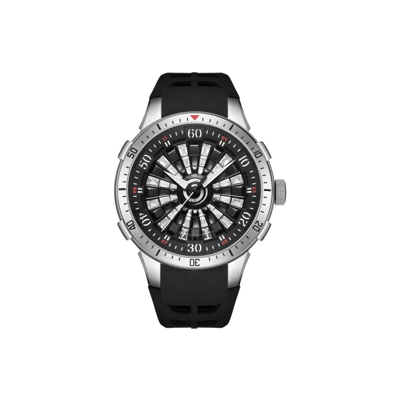 HANBORO Mechanical Movement Silicone Strap Watch Men's Watches White Dial HBR9029-0