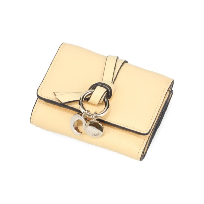 Chloe Alphabet Grained Calfskin Clutch Mini Women's Soft Yellow-1
