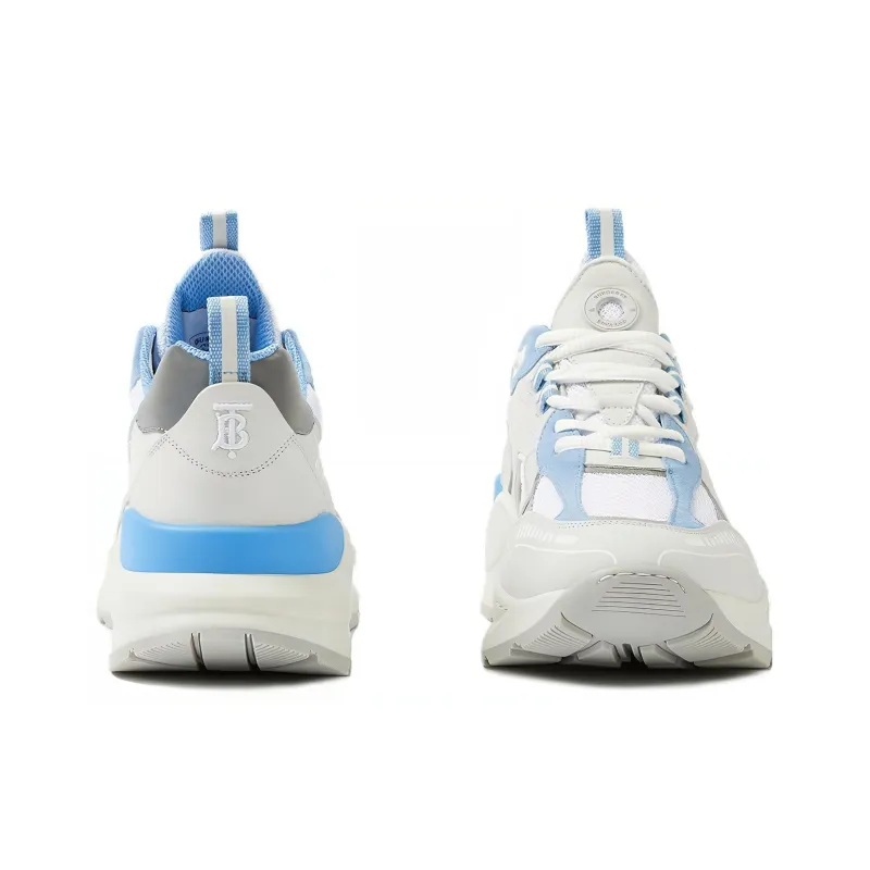 Burberry Slip Resistant Low Top Casual Shoes Men's White Blue-3