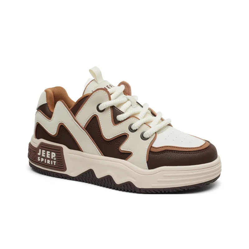 JEEP SPIRIT Anti Slip And Wear Resistant Height Increasing Low Top Skateboard Shoes Men Brown-3