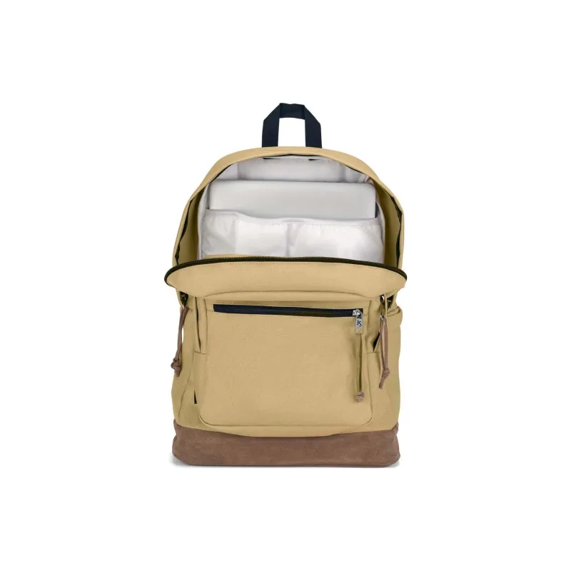 JanSport Leather Patchwork Backpack Medium Size Unisex Desert Yellow-4