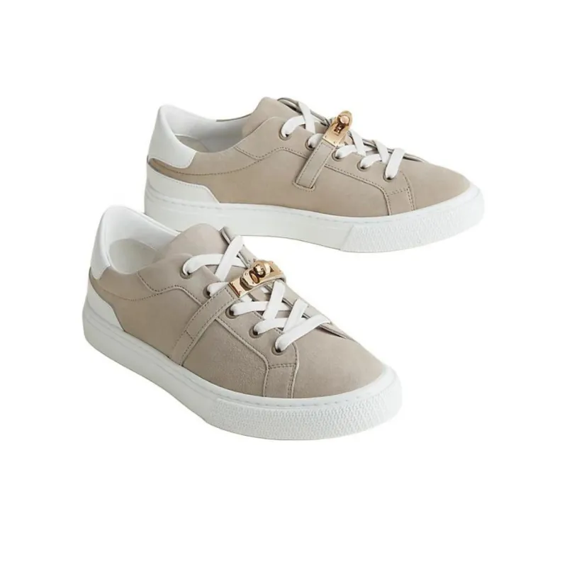 HERMES Day Low Top Skateboard Shoes Women's Beige-2