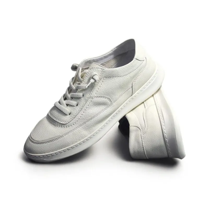 Devanro Small White Shoes Moisture Wicking Wear Resistant Breathable Slip Resistant Low Top Casual Shoes Men White-3