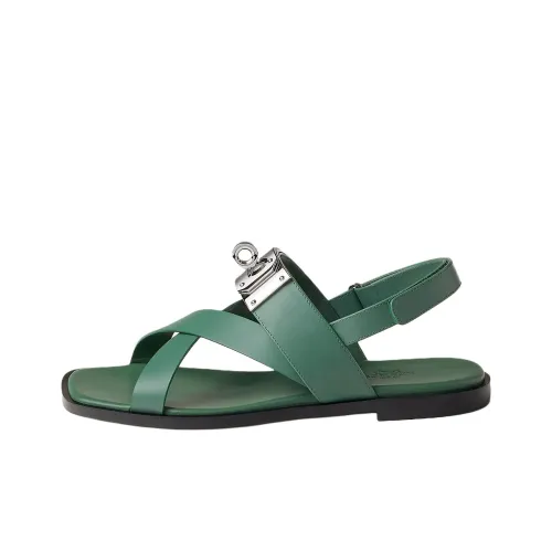 HERMES Ines Strap Sandals Women's Green