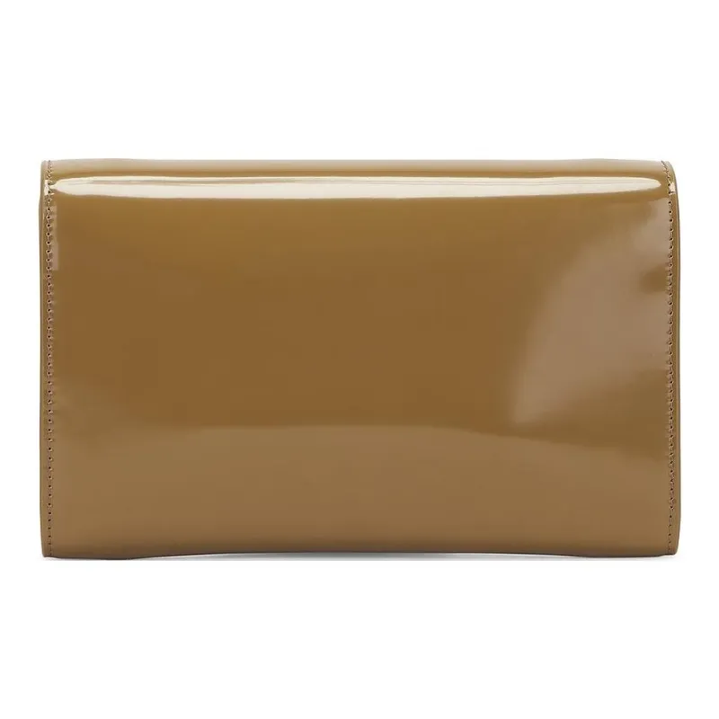 SAINT LAURENT Patent Leather Crossbody Bag, Shoulder Bag Women's Khaki-4