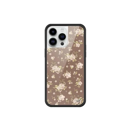 WILDFLOWER Silicone Material Brown Floral Phone Cases Compatibility  Apple IPhone 15/14/13/Pro/Max Girlish