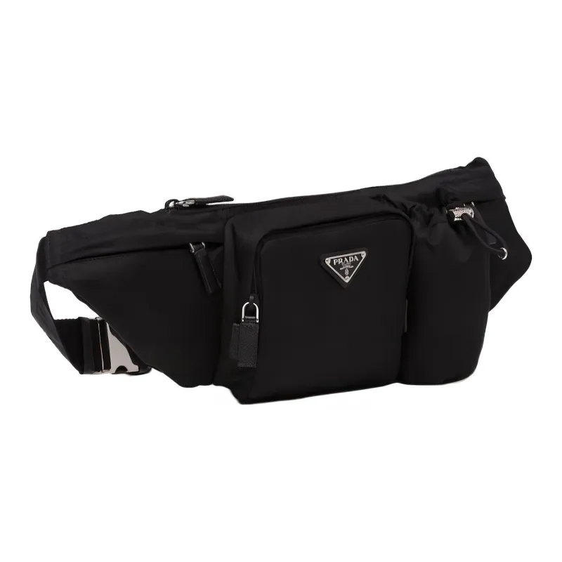 PRADA Fabric One Shoulder Crossbody Bag Sling Bag Fanny Pack Men's Black-1