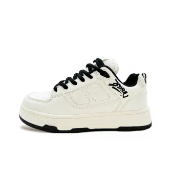 ITGI Anti Slip Wear Resistant Low Top Skateboard Shoes Unisex White Black