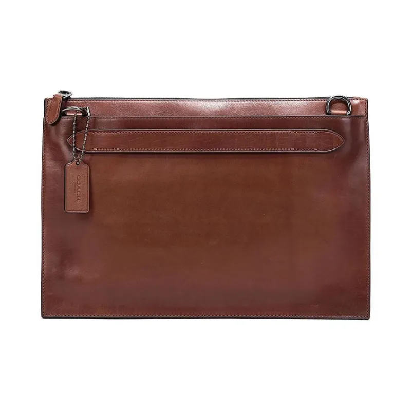 COACH Manhattan Leather Messenger Bag Shoulder Bag Crossbody Bag Women's Red Wood Color-2