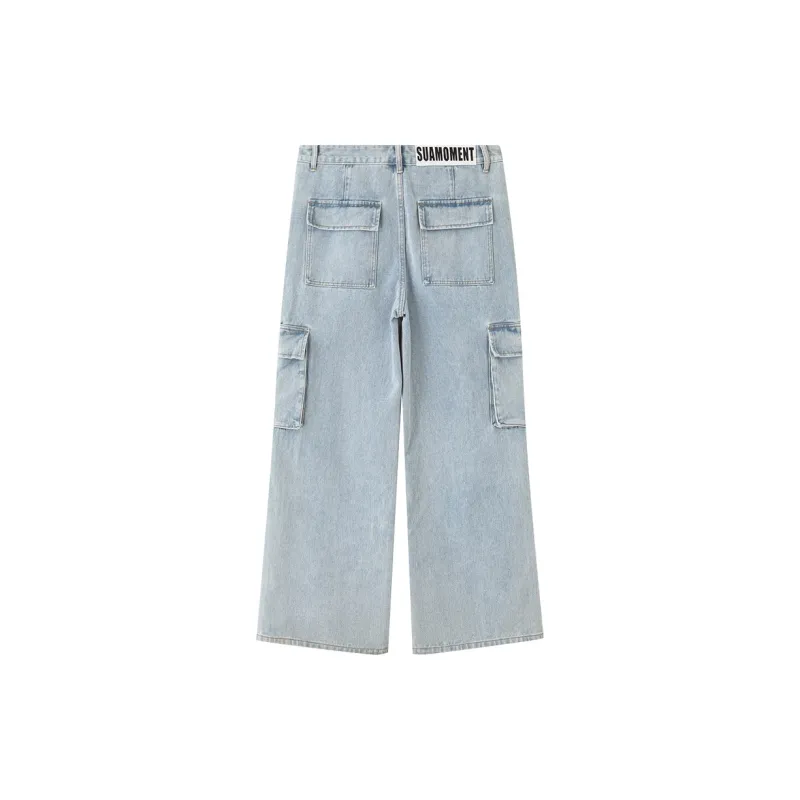 Suamoment Fall American Vintage Casual Trendy Workwear Pants Unisex-1