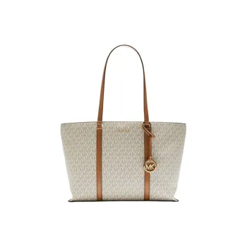MICHAEL KORS Coated Canvas Tote Bag, Shopping Bag, Shoulder Bag, Handbag Large Size Women's Vanilla