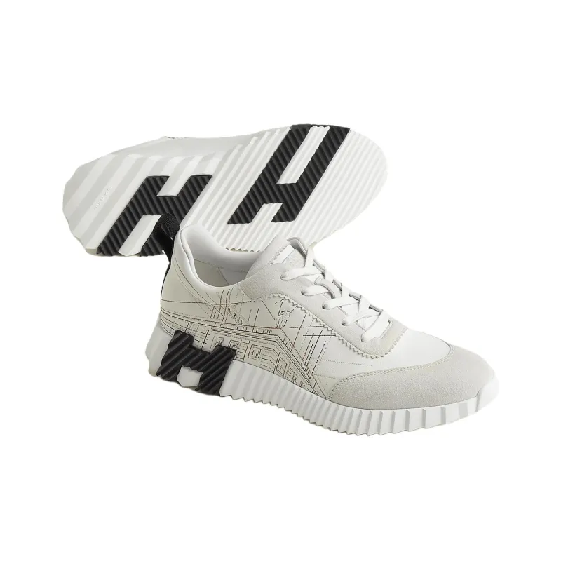 HERMES Bouncing Low Top Casual Shoes Men White-3