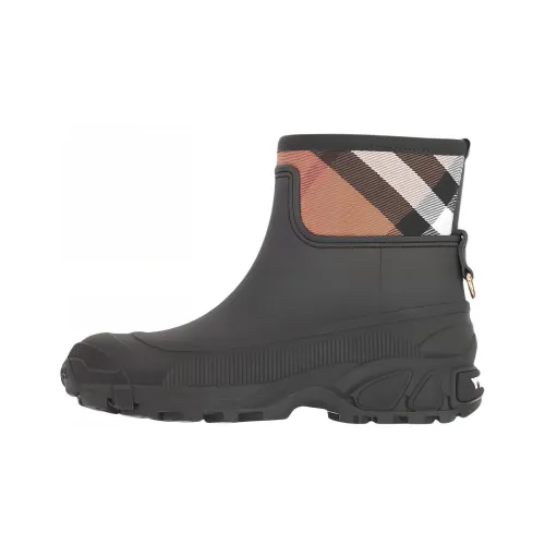 Burberry House Check Rain Boots Black Archive Beige Women's