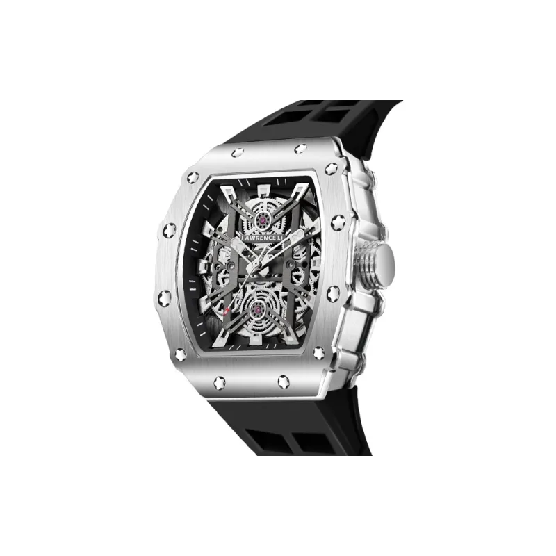 Lawrence Li Automatic Mechanical Movement Silicone Strap Watch Men's Watches Cut Out Dial LW 8832-1