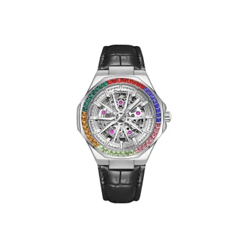 Dulunwe Automatic Mechanical Movement Cowhide Strap Watch Men Cut Out Dial