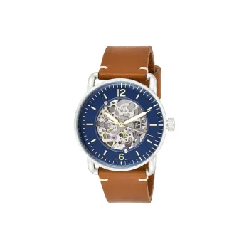 FOSSIL Wrist Watch Automatic Mechanical Movement Leather Watch Bands 42mm Blue Dial Men's Watches