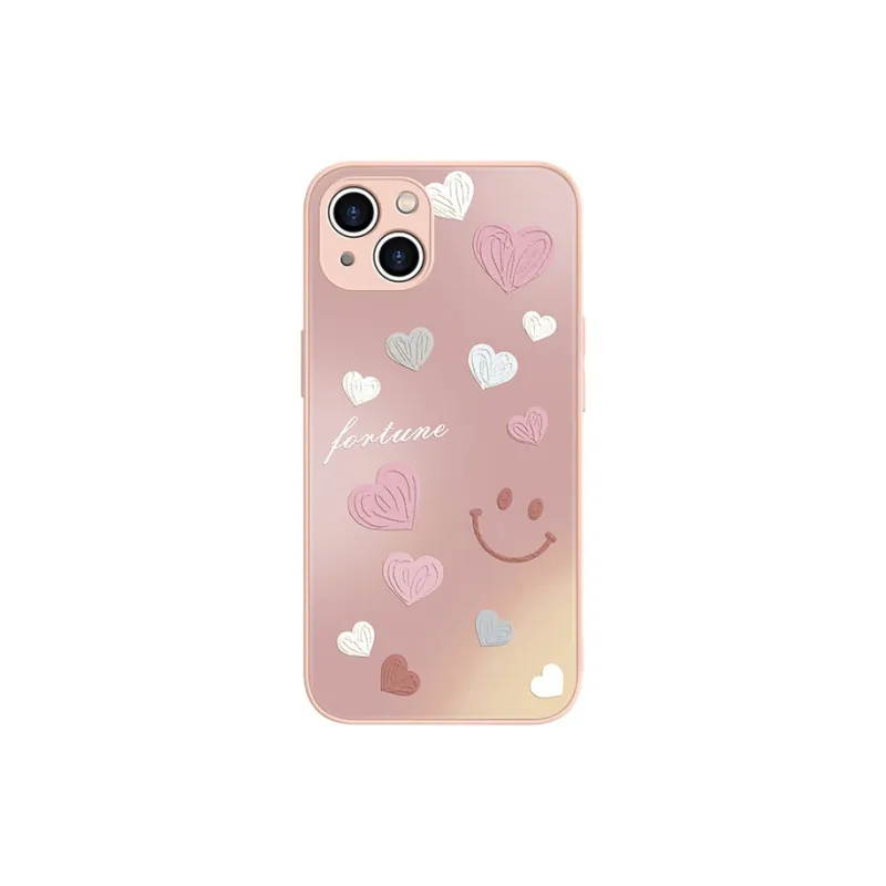 MSMF Matte Material Gradient Heart Smiley Face Phone Cases Compatible With Apple 16/15/7/8/11/12/13/14/X/SEries-2