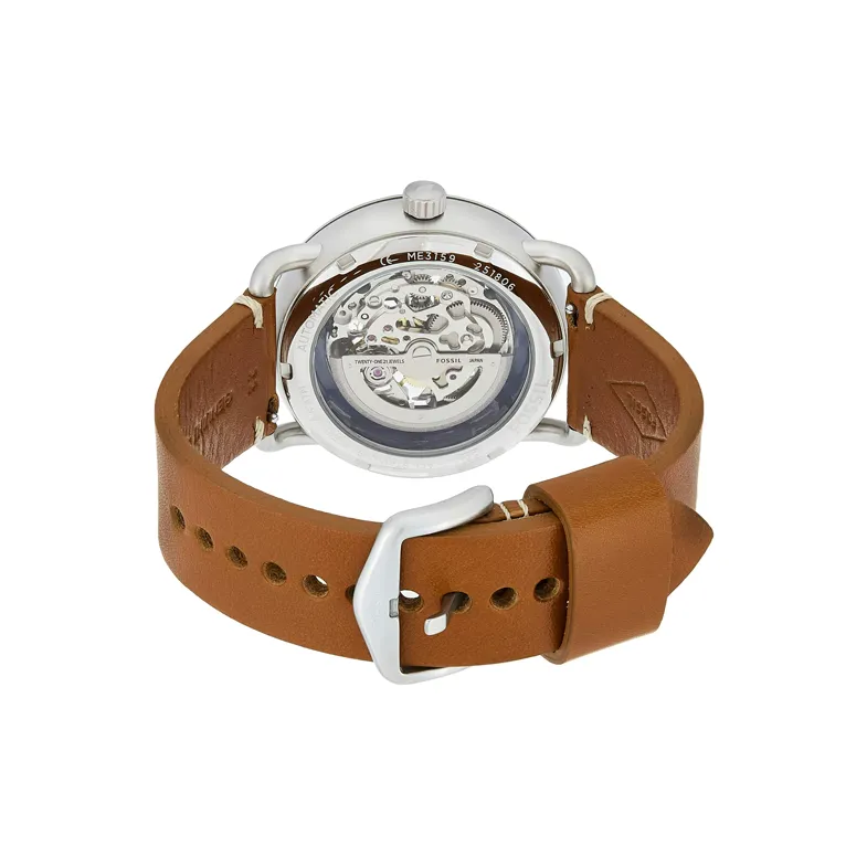 FOSSIL Wrist Watch Automatic Mechanical Movement Leather Watch Bands 42mm Blue Dial Men's Watches-2