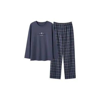 The Story Of The Flower Season Pajama Set Men Navy Blue